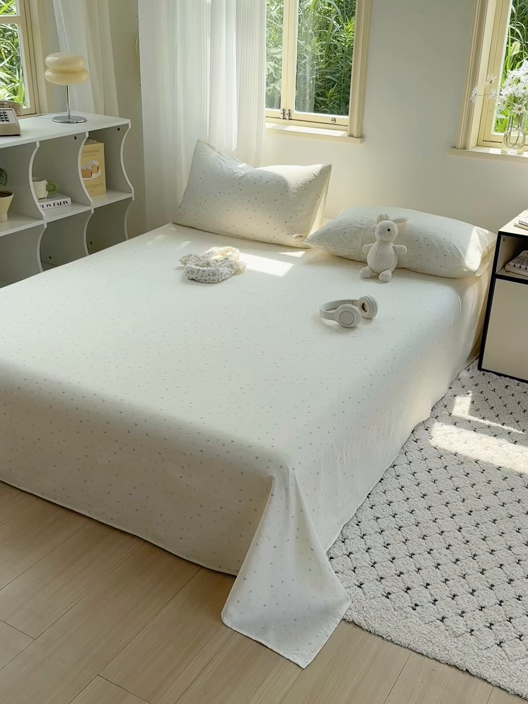 91家纺网 家纺一手货源 找家纺 多品家纺 2025新款超柔云感双层纱单床单 床单单件 心动