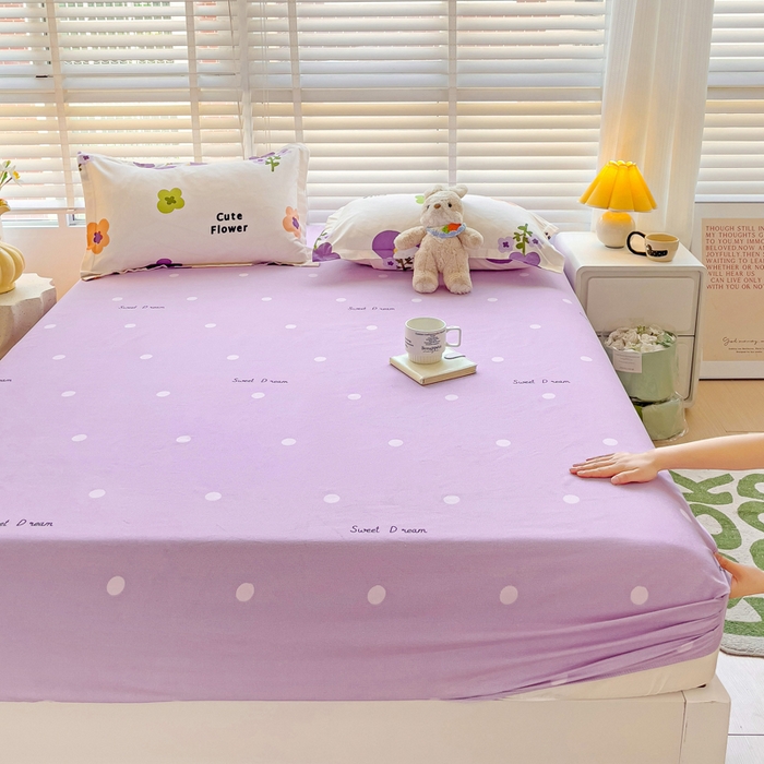 文黛家居 2025新款时尚印花亲肤床笠单床笠 花香-紫