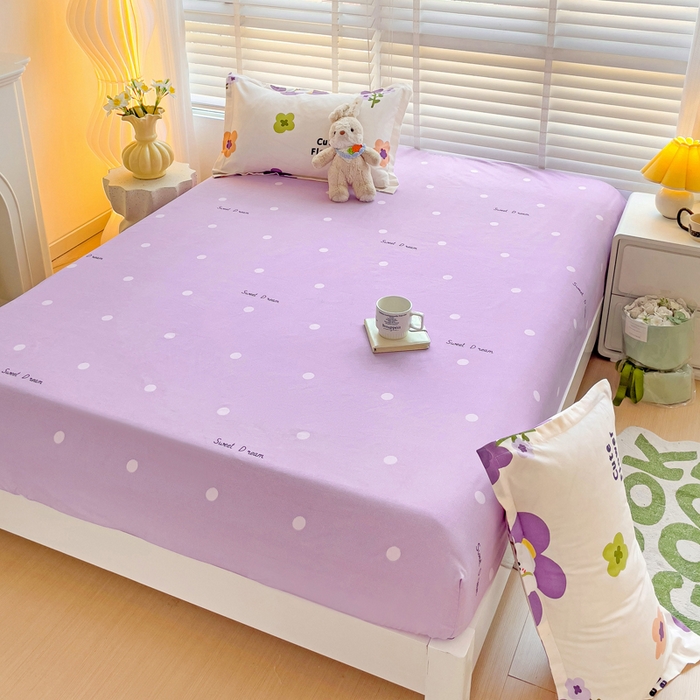 91家纺网 家纺一手货源 找家纺 文黛家居 2025新款时尚印花亲肤床笠单床笠 花香-紫