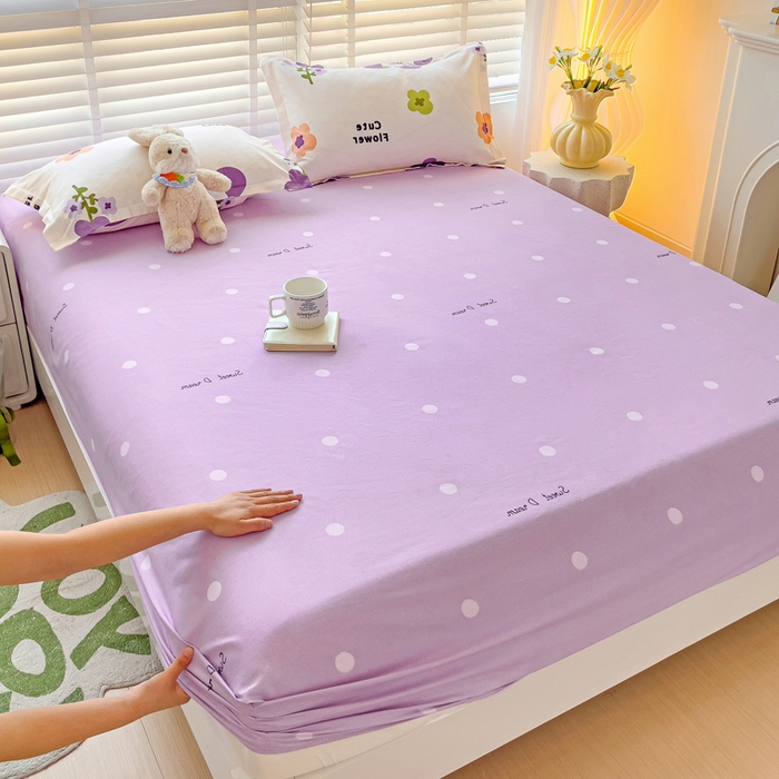 91家纺网 家纺一手货源 找家纺 文黛家居 2025新款时尚印花亲肤床笠单床笠 花香-紫