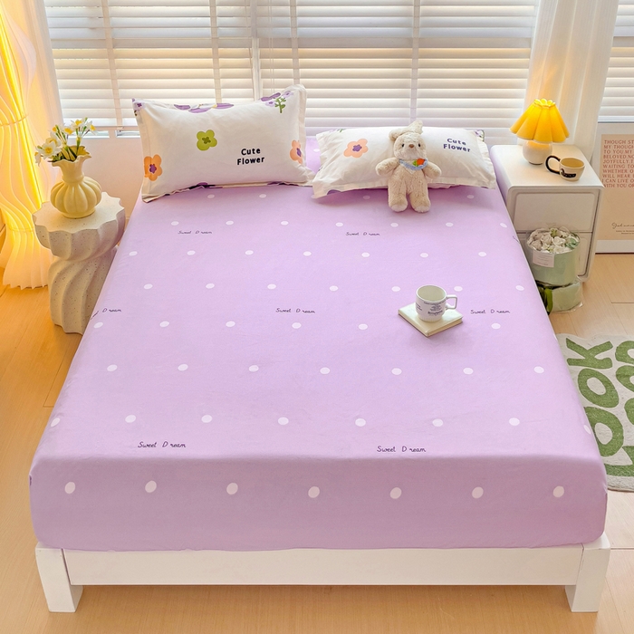 91家纺网 家纺一手货源 找家纺 文黛家居 2025新款时尚印花亲肤床笠单床笠 花香-紫