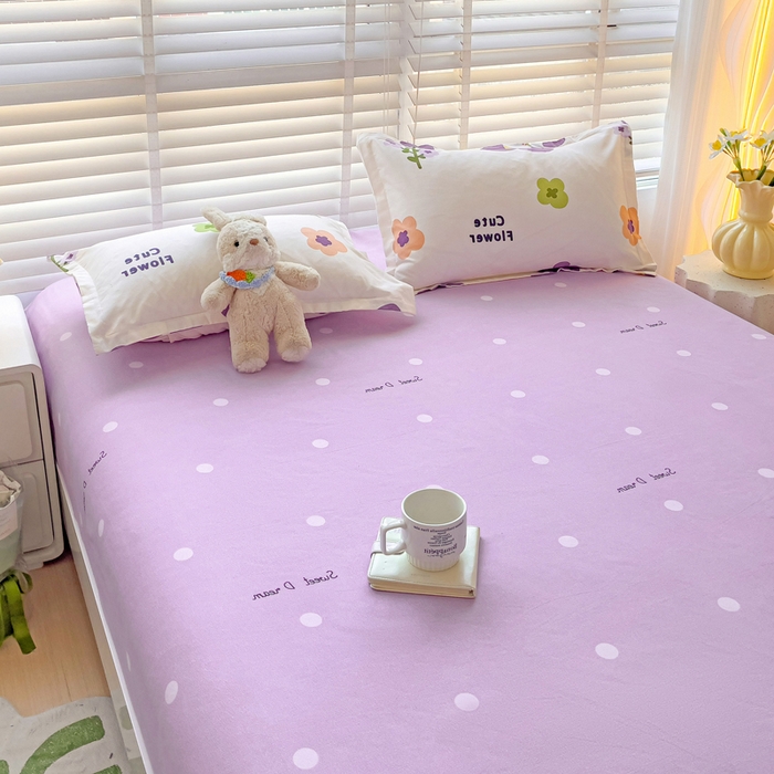 91家纺网 家纺一手货源 找家纺 文黛家居 2025新款时尚印花亲肤床笠单床笠 花香-紫