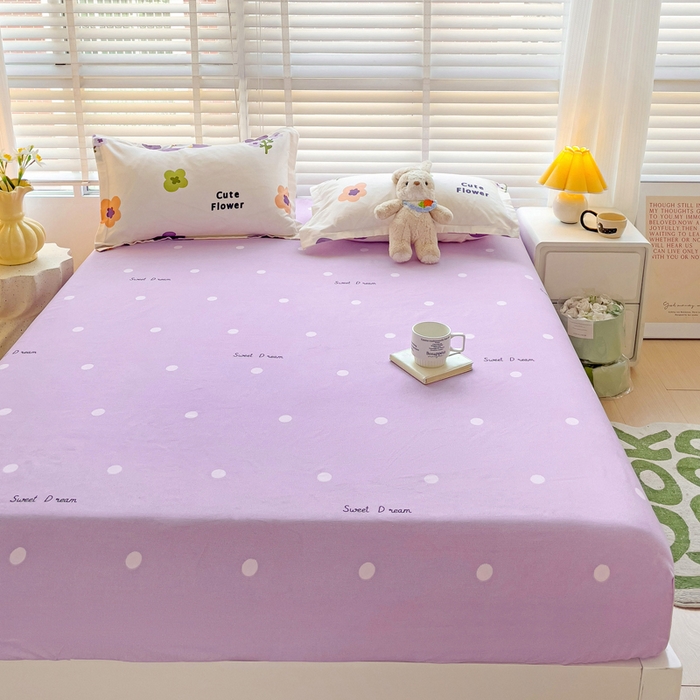 91家纺网 家纺一手货源 找家纺 文黛家居 2025新款时尚印花亲肤床笠单床笠 花香-紫