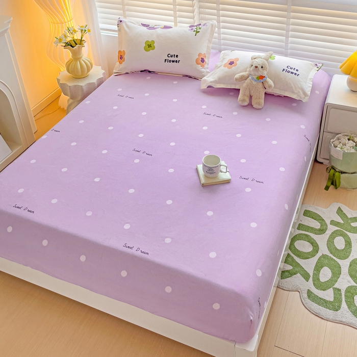 91家纺网 家纺一手货源 找家纺 文黛家居 2025新款时尚印花亲肤床笠单床笠 花香-紫