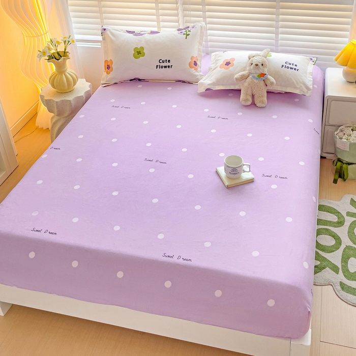 91家纺网 家纺一手货源 找家纺 文黛家居 2025新款时尚印花亲肤床笠单床笠 花香-紫