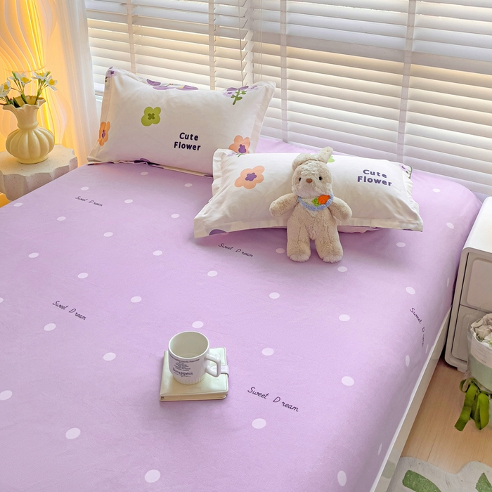 91家纺网 家纺一手货源 找家纺 文黛家居 2025新款时尚印花亲肤床笠单床笠 花香-紫