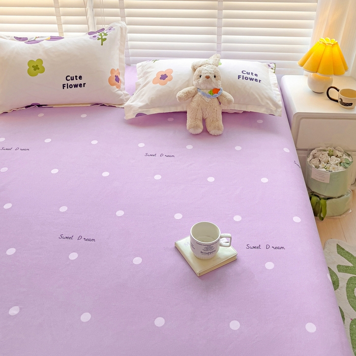 91家纺网 家纺一手货源 找家纺 文黛家居 2025新款时尚印花亲肤床笠单床笠 花香-紫