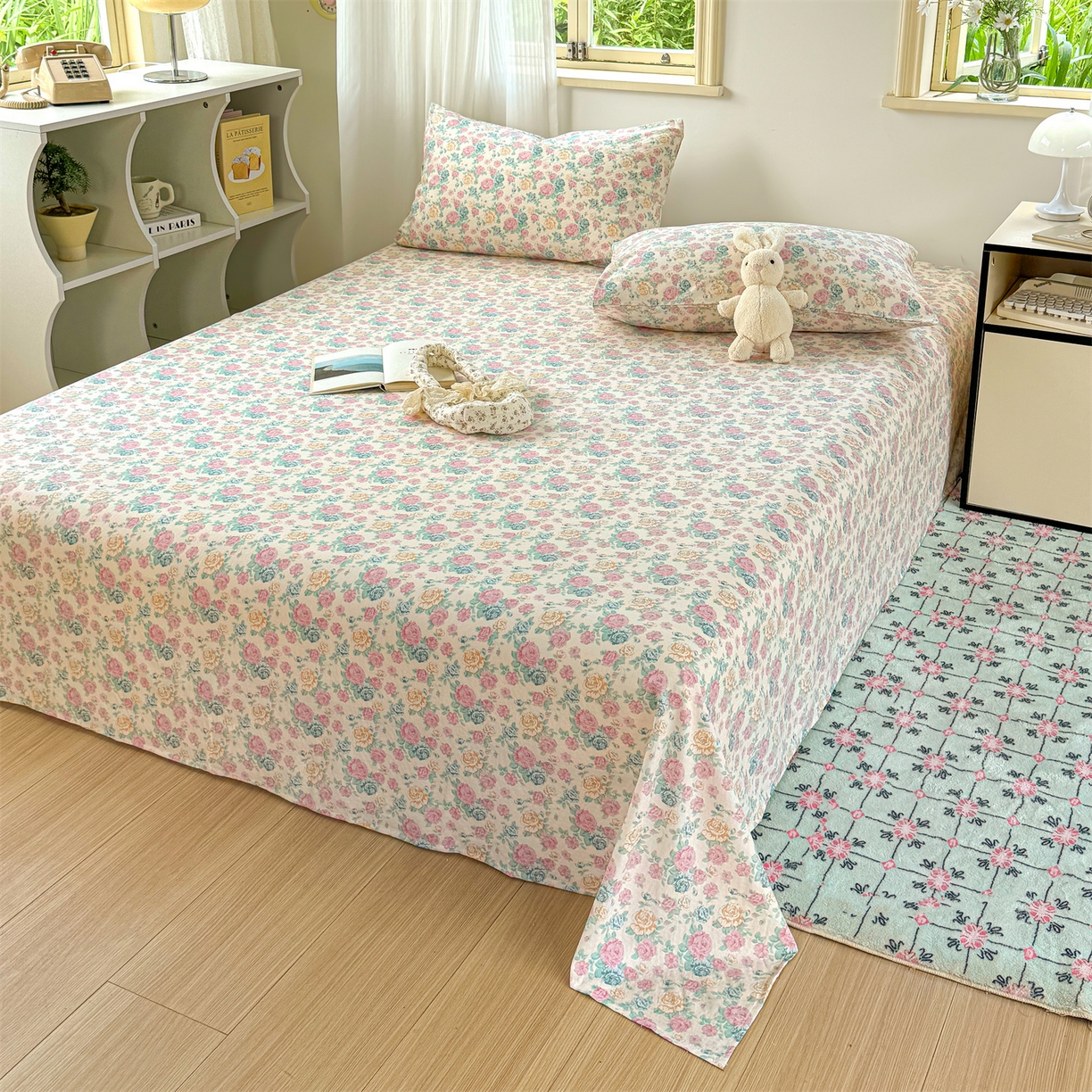 91家纺网 家纺一手货源 找家纺 多品家纺 2025新款超柔云感双层纱单床单 床单单件 幽香