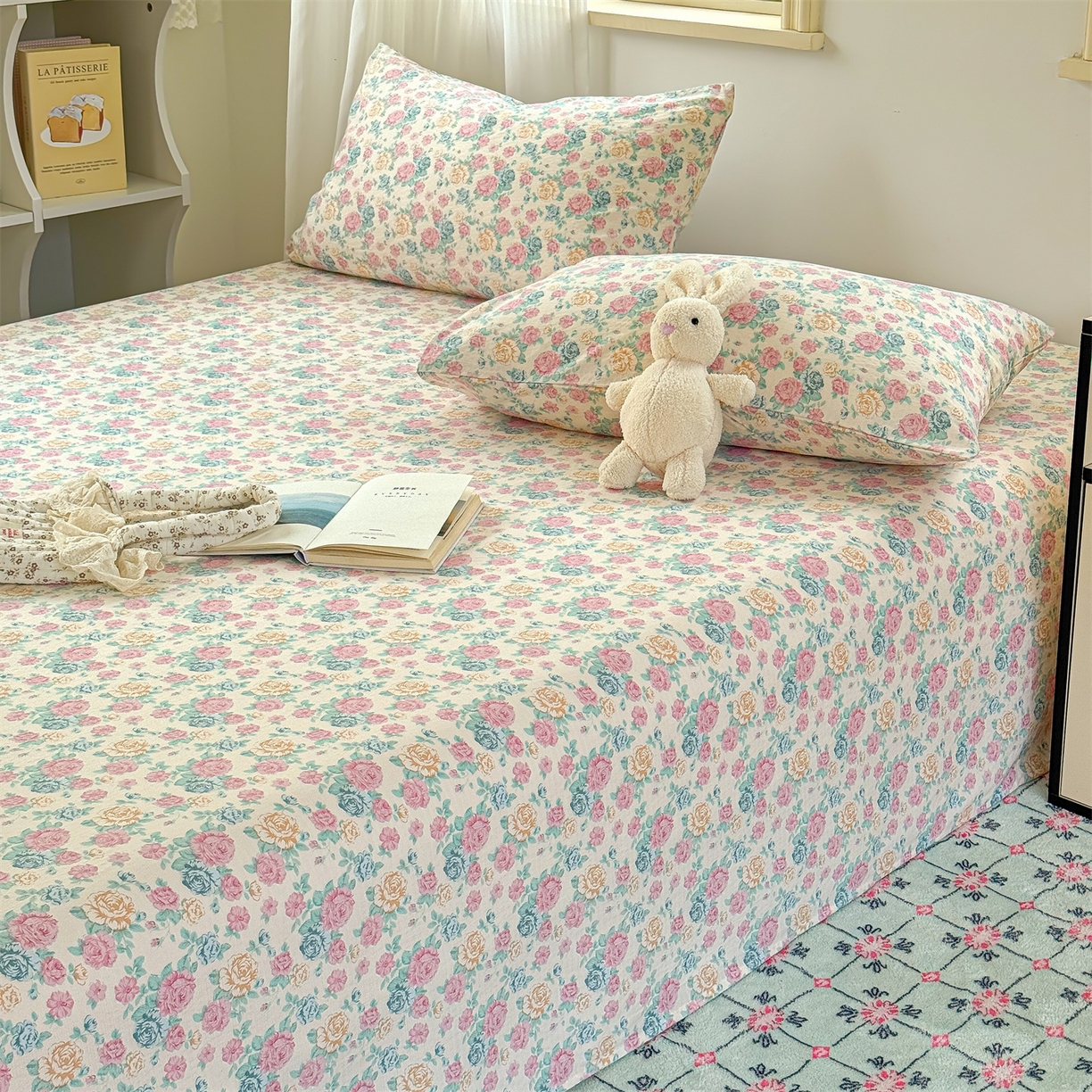 91家纺网 家纺一手货源 找家纺 多品家纺 2025新款超柔云感双层纱单床单 床单单件 幽香