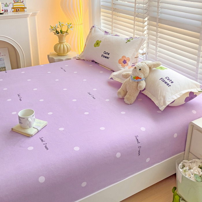 91家纺网 家纺一手货源 找家纺 文黛家居 2025新款时尚印花亲肤床笠单床笠 花香-紫