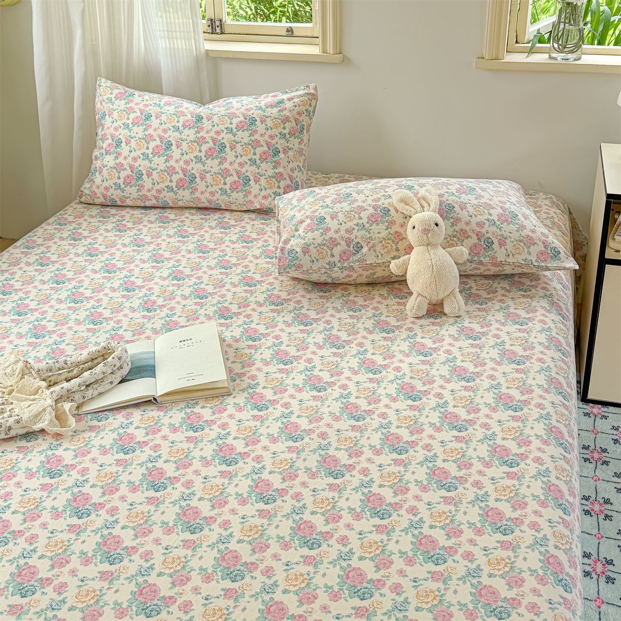 91家纺网 家纺一手货源 找家纺 多品家纺 2025新款超柔云感双层纱单床单 床单单件 幽香