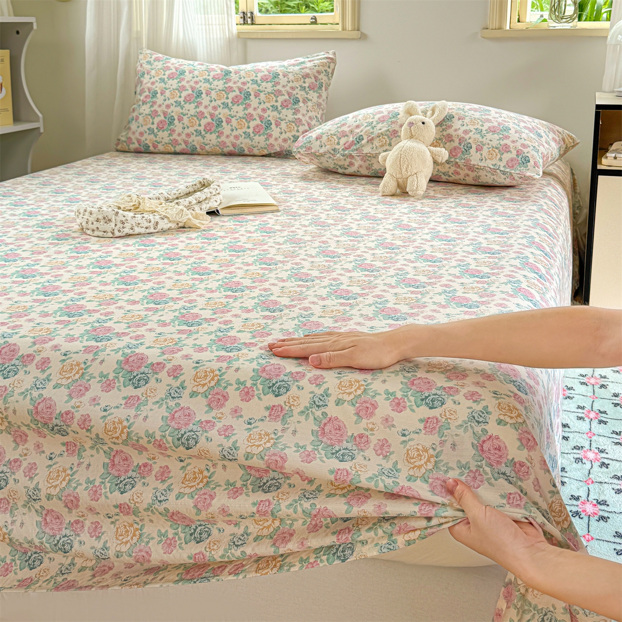 91家纺网 家纺一手货源 找家纺 多品家纺 2025新款超柔云感双层纱单床单 床单单件 幽香