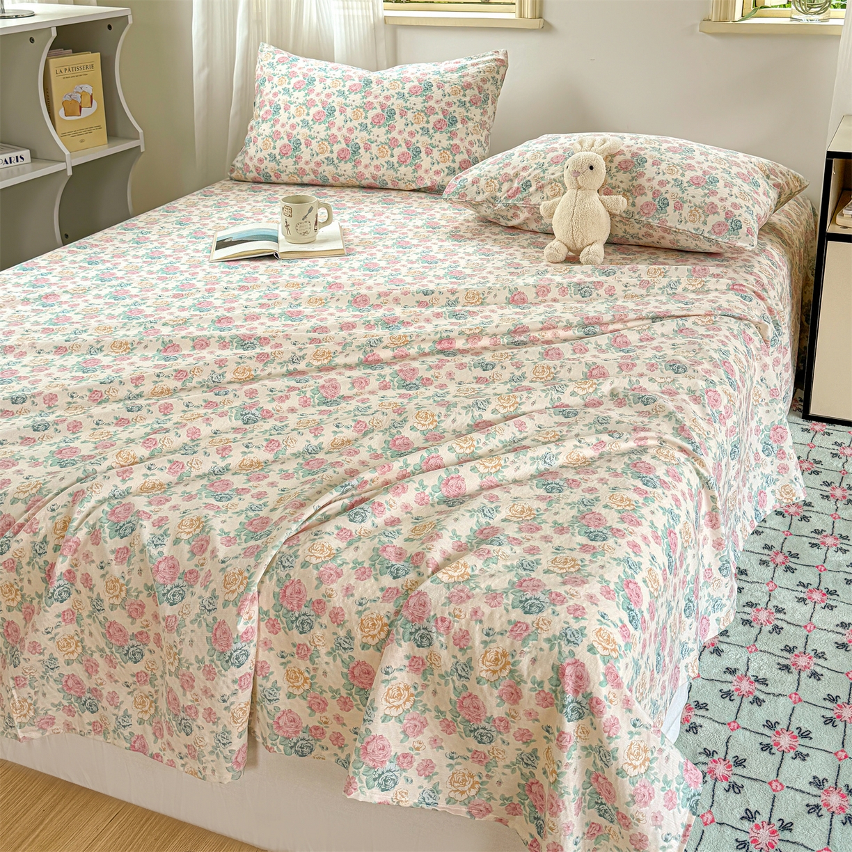 91家纺网 家纺一手货源 找家纺 多品家纺 2025新款超柔云感双层纱单床单 床单单件 幽香