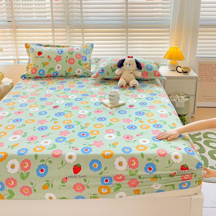 文黛家居 2025新款时尚印花亲肤床笠单床笠 花样年华-绿