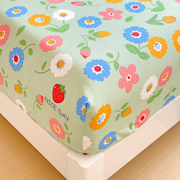 91家纺网 家纺一手货源 找家纺 文黛家居 2025新款时尚印花亲肤床笠单床笠 花样年华-绿