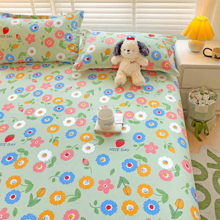 91家纺网 家纺一手货源 找家纺 文黛家居 2025新款时尚印花亲肤床笠单床笠 花样年华-绿