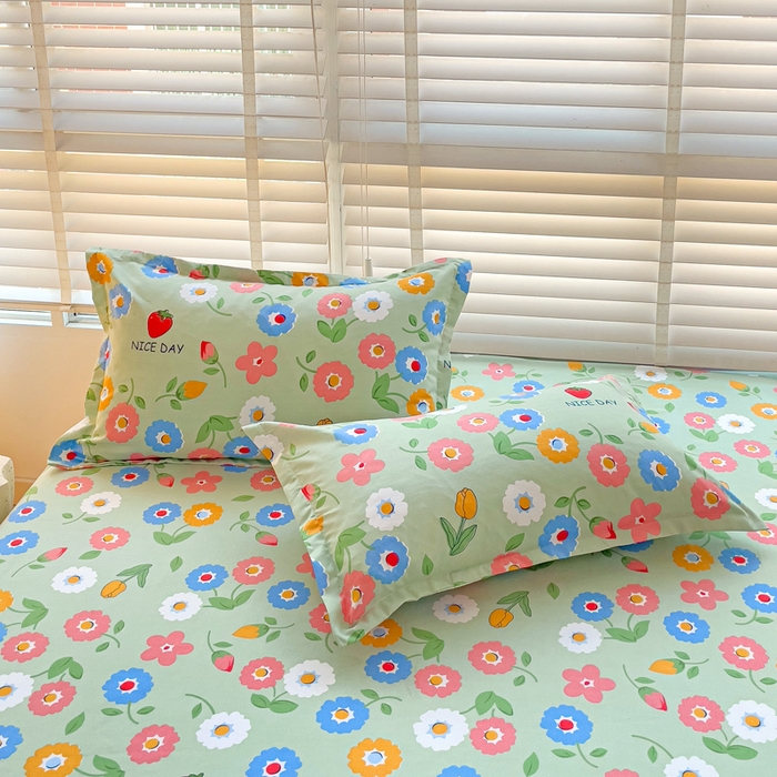 91家纺网 家纺一手货源 找家纺 文黛家居 2025新款时尚印花亲肤床笠单床笠 花样年华-绿