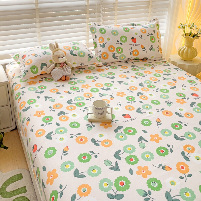 91家纺网 家纺一手货源 找家纺 文黛家居 2025新款时尚印花亲肤床笠单床笠 花样年华-玉