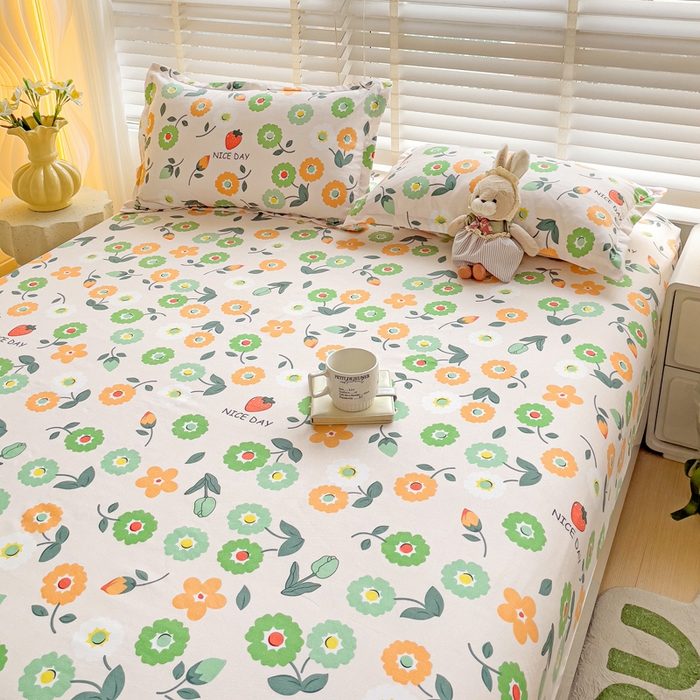 91家纺网 家纺一手货源 找家纺 文黛家居 2025新款时尚印花亲肤床笠单床笠 花样年华-玉