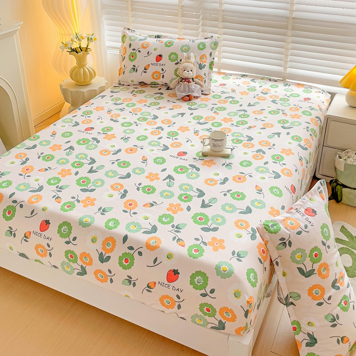 91家纺网 家纺一手货源 找家纺 文黛家居 2025新款时尚印花亲肤床笠单床笠 花样年华-玉