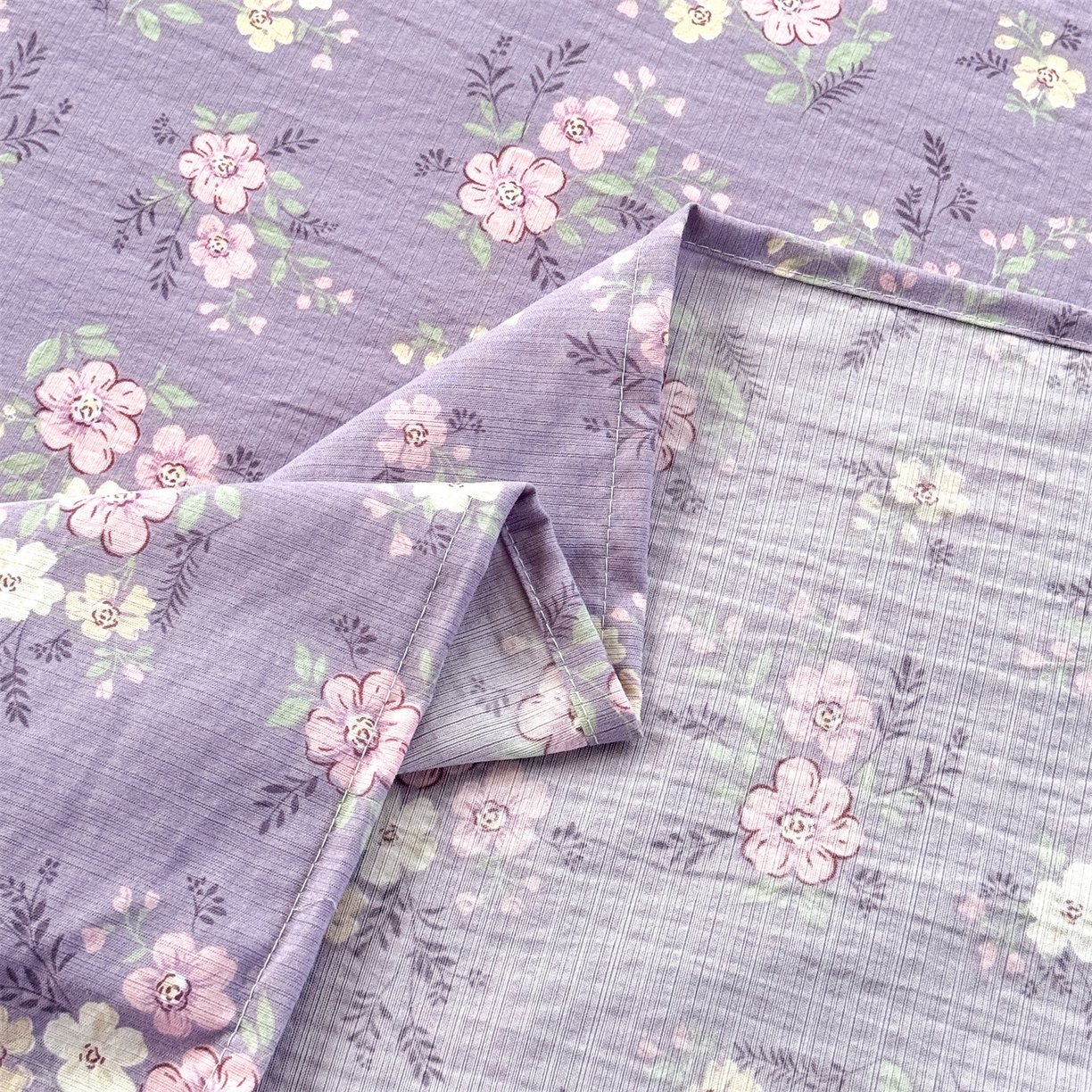 91家纺网 家纺一手货源 找家纺 多品家纺 2025新款超柔云感双层纱单床单 床单单件 紫烟