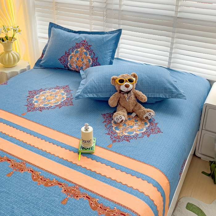 91家纺网 家纺一手货源 找家纺 文黛家居 2025新款时尚印花亲肤床笠单床笠 华贵盛典