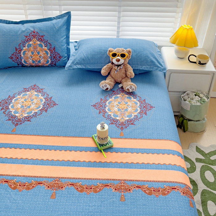 91家纺网 家纺一手货源 找家纺 文黛家居 2025新款时尚印花亲肤床笠单床笠 华贵盛典