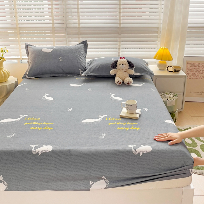 文黛家居 2025新款时尚印花亲肤床笠单床笠 蓝鲸