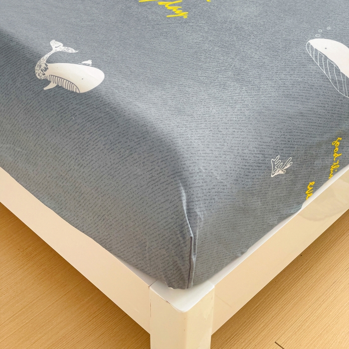 91家纺网 家纺一手货源 找家纺 文黛家居 2025新款时尚印花亲肤床笠单床笠 蓝鲸