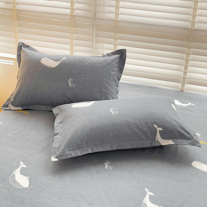 91家纺网 家纺一手货源 找家纺 文黛家居 2025新款时尚印花亲肤床笠单床笠 蓝鲸