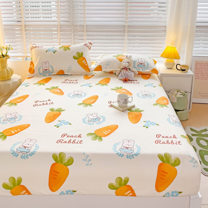 91家纺网 家纺一手货源 找家纺 文黛家居 2025新款时尚印花亲肤床笠单床笠 萝卜兔