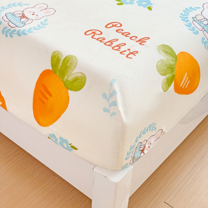 91家纺网 家纺一手货源 找家纺 文黛家居 2025新款时尚印花亲肤床笠单床笠 萝卜兔