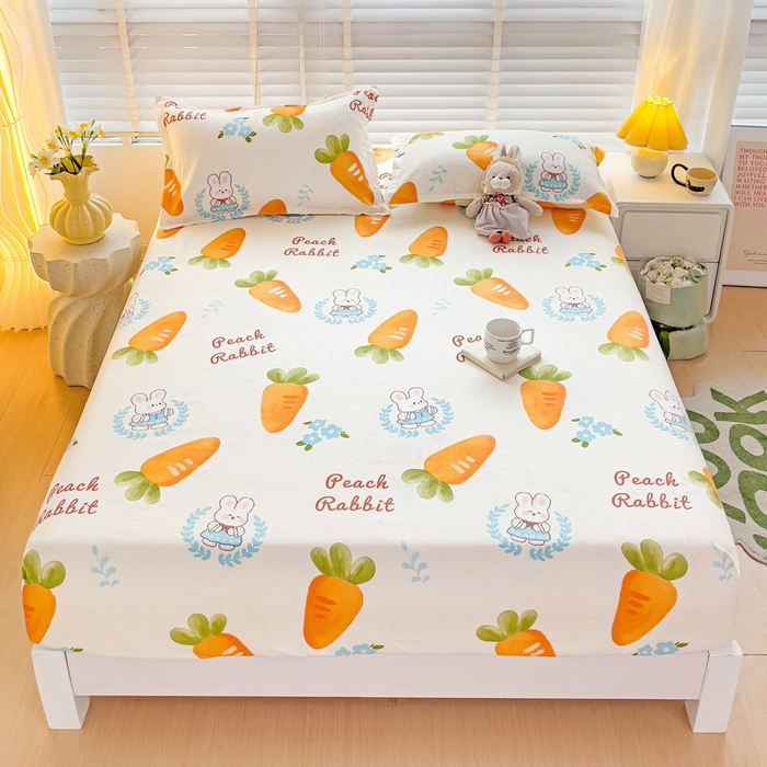 91家纺网 家纺一手货源 找家纺 文黛家居 2025新款时尚印花亲肤床笠单床笠 萝卜兔