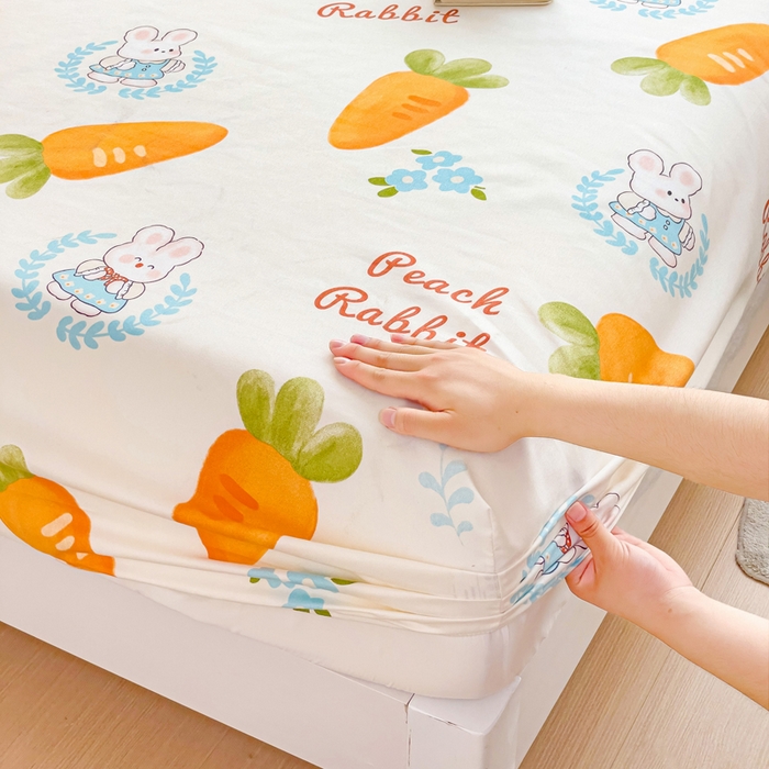 91家纺网 家纺一手货源 找家纺 文黛家居 2025新款时尚印花亲肤床笠单床笠 萝卜兔