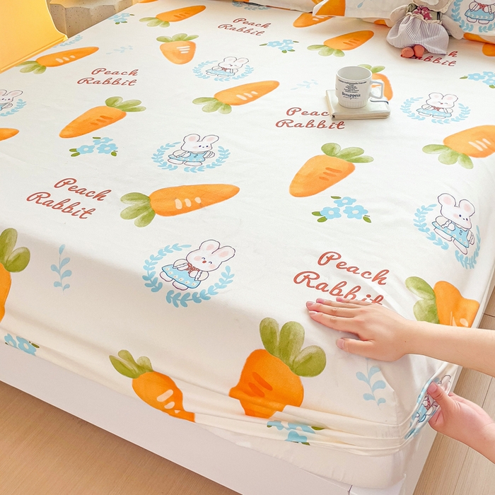 91家纺网 家纺一手货源 找家纺 文黛家居 2025新款时尚印花亲肤床笠单床笠 萝卜兔