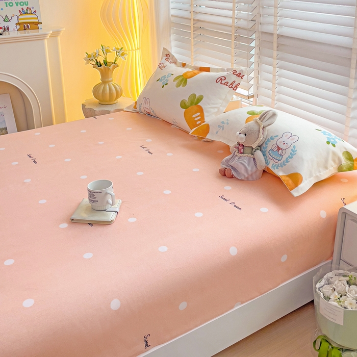 91家纺网 家纺一手货源 找家纺 文黛家居 2025新款时尚印花亲肤床笠单床笠 萝卜-玉