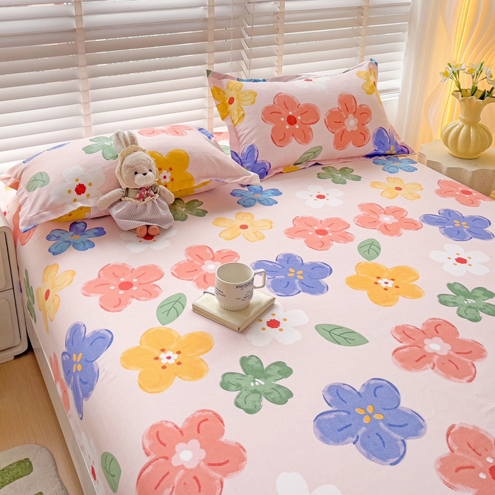 91家纺网 家纺一手货源 找家纺 文黛家居 2025新款时尚印花亲肤床笠单床笠 莫奈花海-粉