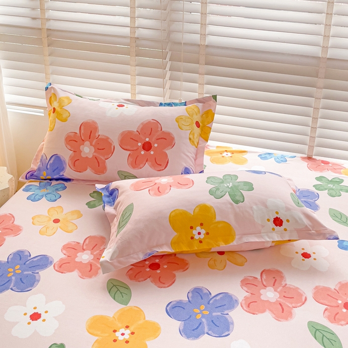 91家纺网 家纺一手货源 找家纺 文黛家居 2025新款时尚印花亲肤床笠单床笠 莫奈花海-粉