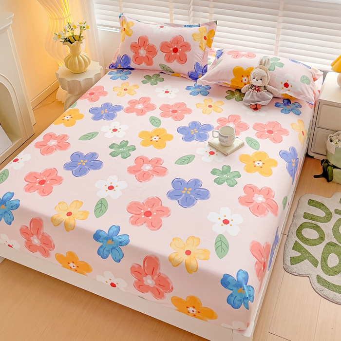 91家纺网 家纺一手货源 找家纺 文黛家居 2025新款时尚印花亲肤床笠单床笠 莫奈花海-粉