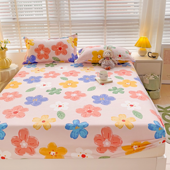 91家纺网 家纺一手货源 找家纺 文黛家居 2025新款时尚印花亲肤床笠单床笠 莫奈花海-粉