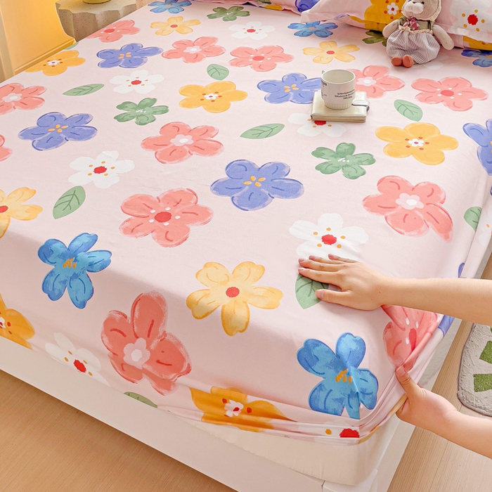 91家纺网 家纺一手货源 找家纺 文黛家居 2025新款时尚印花亲肤床笠单床笠 莫奈花海-粉