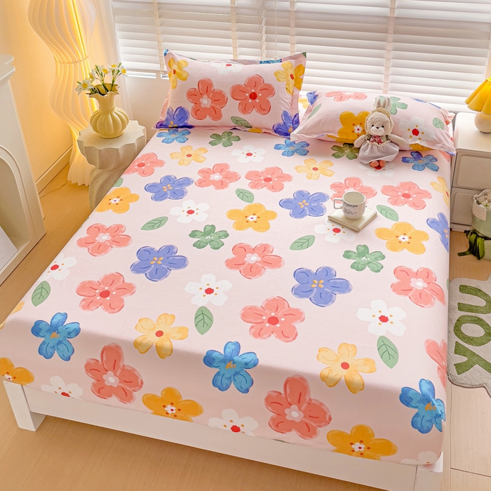 91家纺网 家纺一手货源 找家纺 文黛家居 2025新款时尚印花亲肤床笠单床笠 莫奈花海-粉