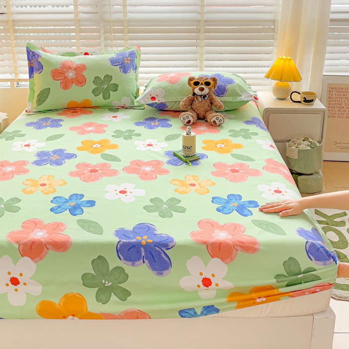 文黛家居 2025新款时尚印花亲肤床笠单床笠 莫奈花海-绿