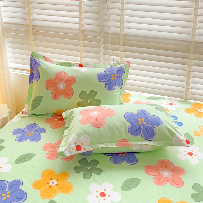 91家纺网 家纺一手货源 找家纺 文黛家居 2025新款时尚印花亲肤床笠单床笠 莫奈花海-绿