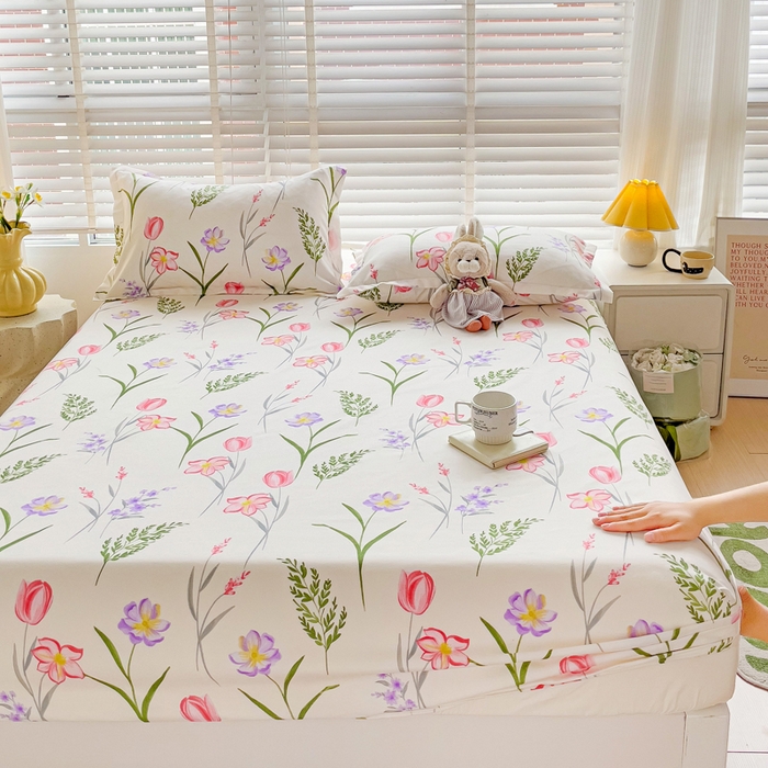 文黛家居 2025新款时尚印花亲肤床笠单床笠 欣然花开