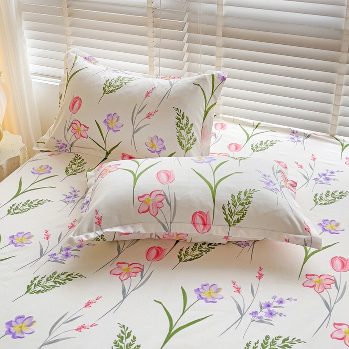 91家纺网 家纺一手货源 找家纺 文黛家居 2025新款时尚印花亲肤床笠单床笠 欣然花开