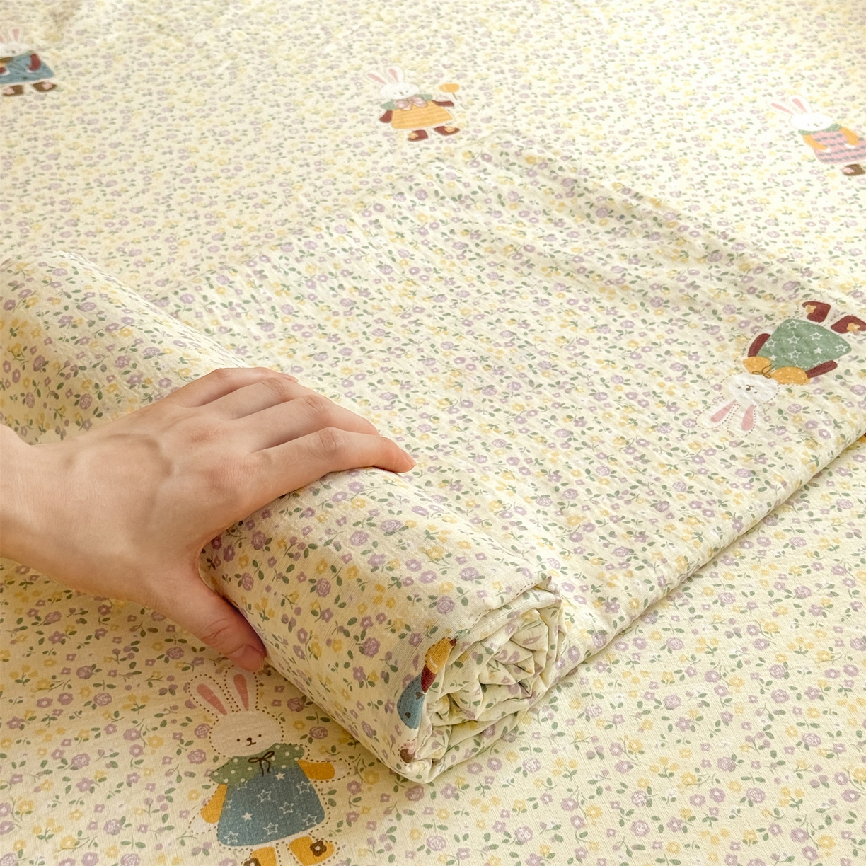 91家纺网 家纺一手货源 找家纺 （总）多品家纺 2025新款超柔云感双层纱单床单 床单单件