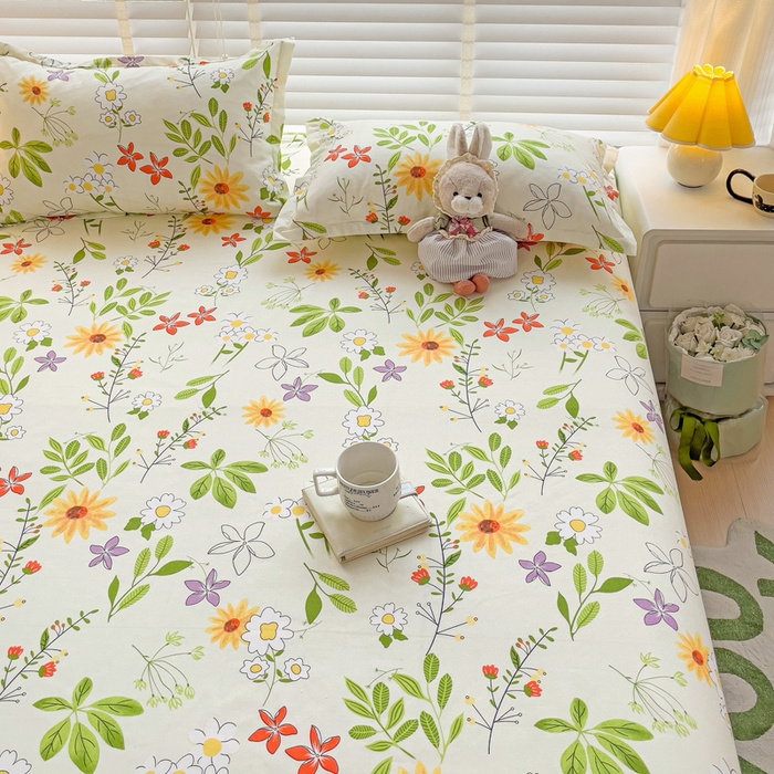 91家纺网 家纺一手货源 找家纺 文黛家居 2025新款时尚印花亲肤床笠单床笠 叶雨情缘