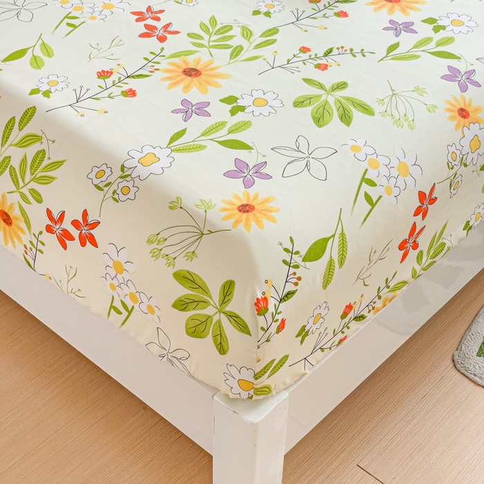 91家纺网 家纺一手货源 找家纺 文黛家居 2025新款时尚印花亲肤床笠单床笠 叶雨情缘