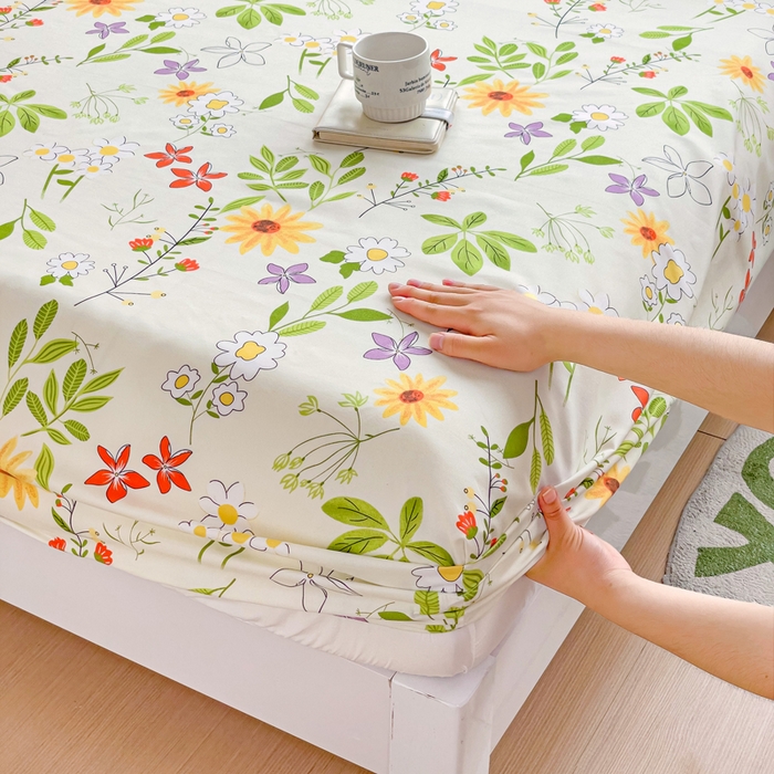 91家纺网 家纺一手货源 找家纺 文黛家居 2025新款时尚印花亲肤床笠单床笠 叶雨情缘